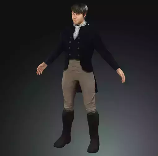 Napoleonic civilian 1812 Low-poly 3D model
