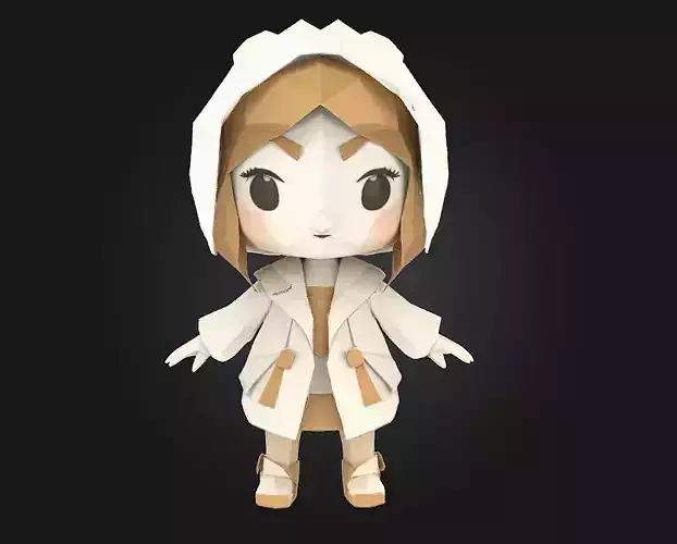 Adventurer in Origami Coat  A Stylish Journey in Paper Folded 