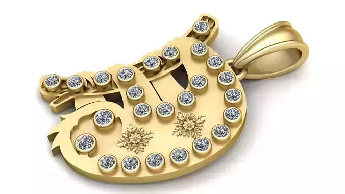 stylish golden pendant 3d prientable model