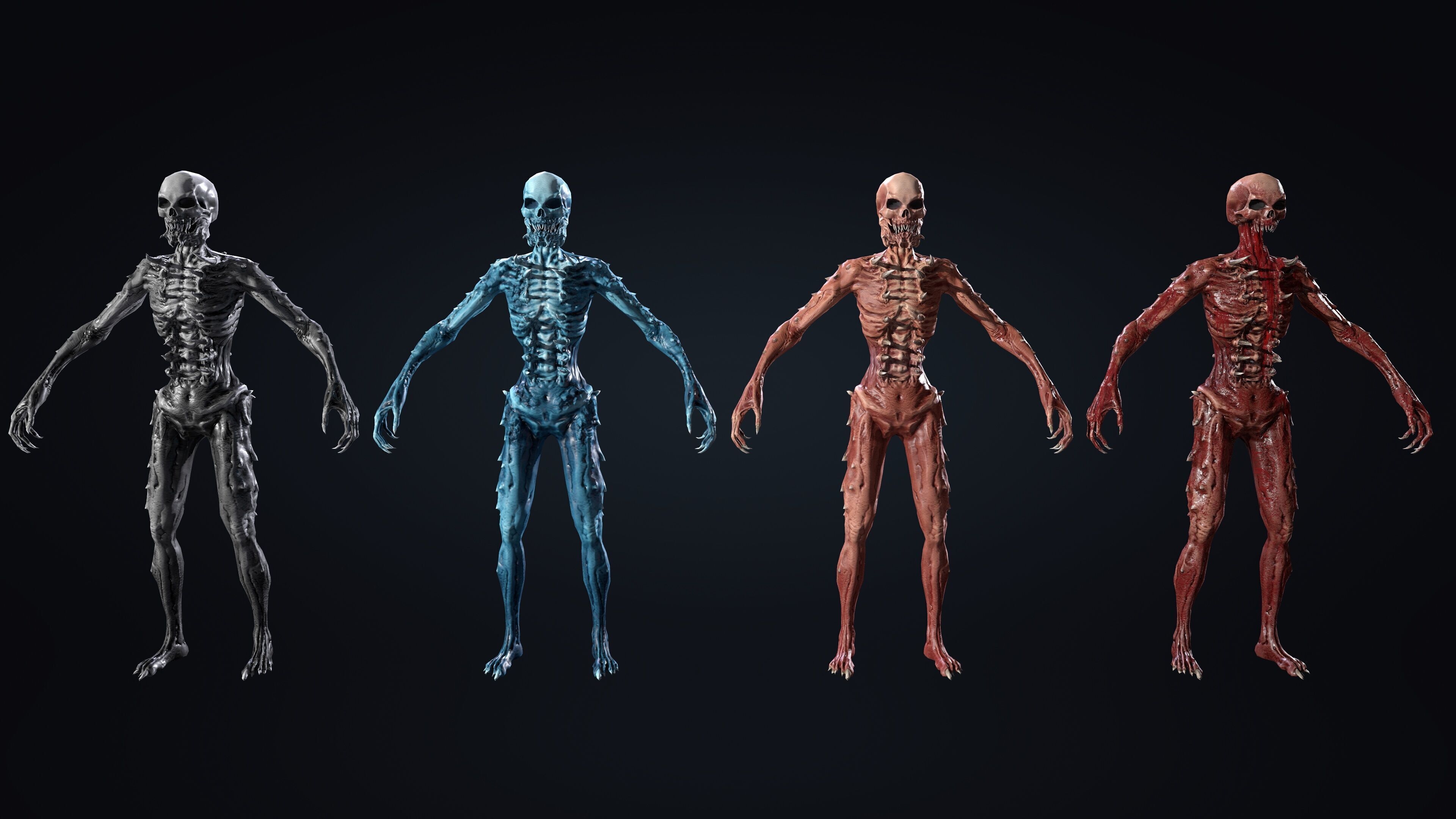 Monsters set Villain Bosses Low-poly 3D model_6