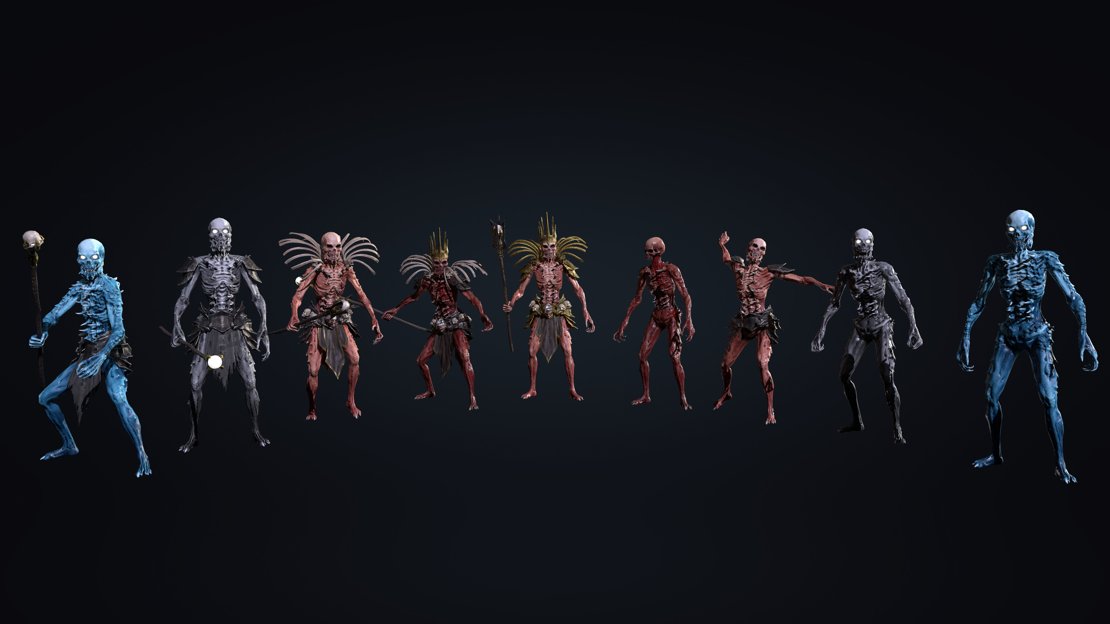 Monsters set Villain Bosses Low-poly 3D model_3