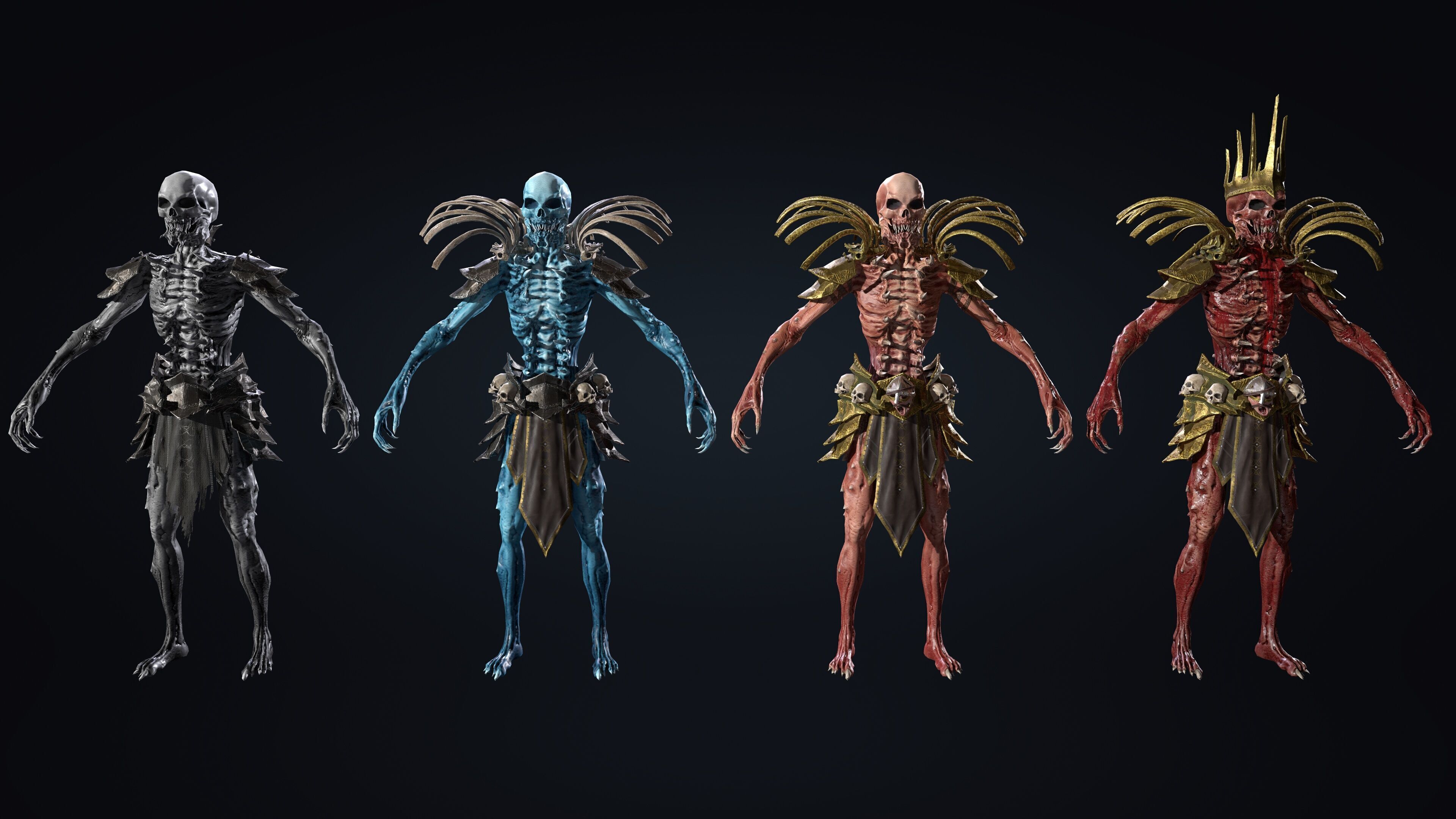Monsters set Villain Bosses Low-poly 3D model_4
