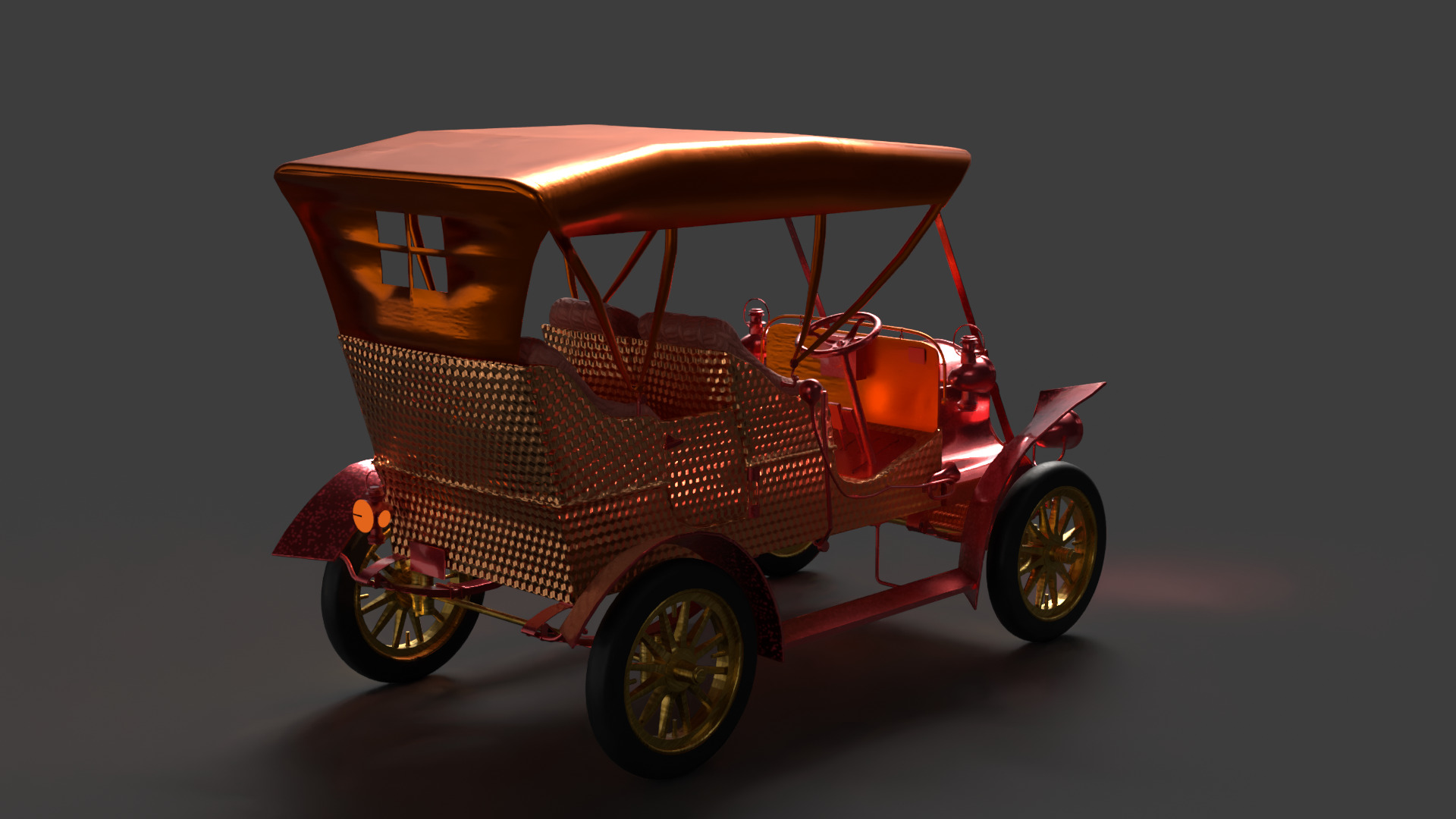 Chinese vintage car   Low-poly 3D model_5