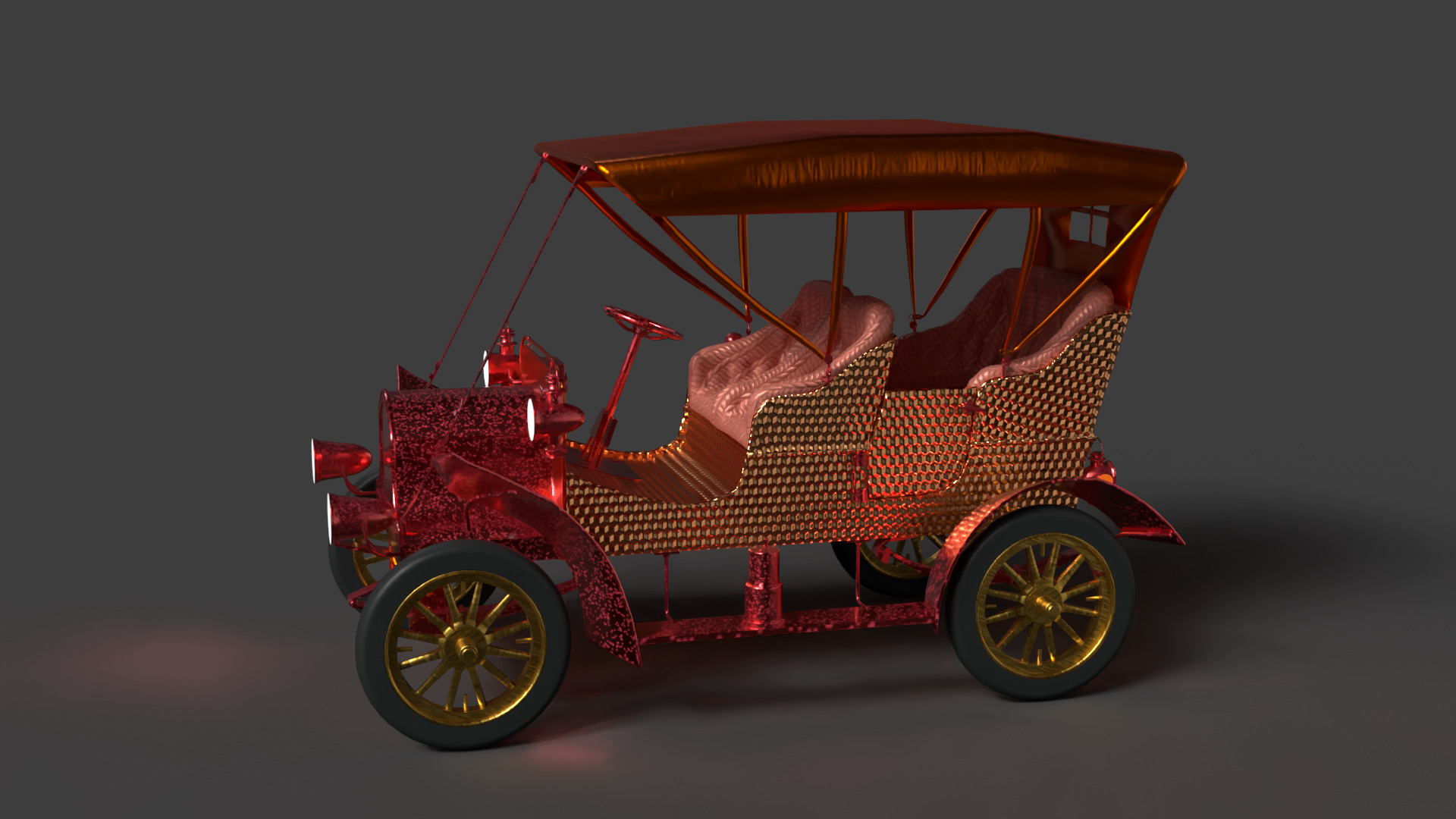 Chinese vintage car   Low-poly 3D model_2