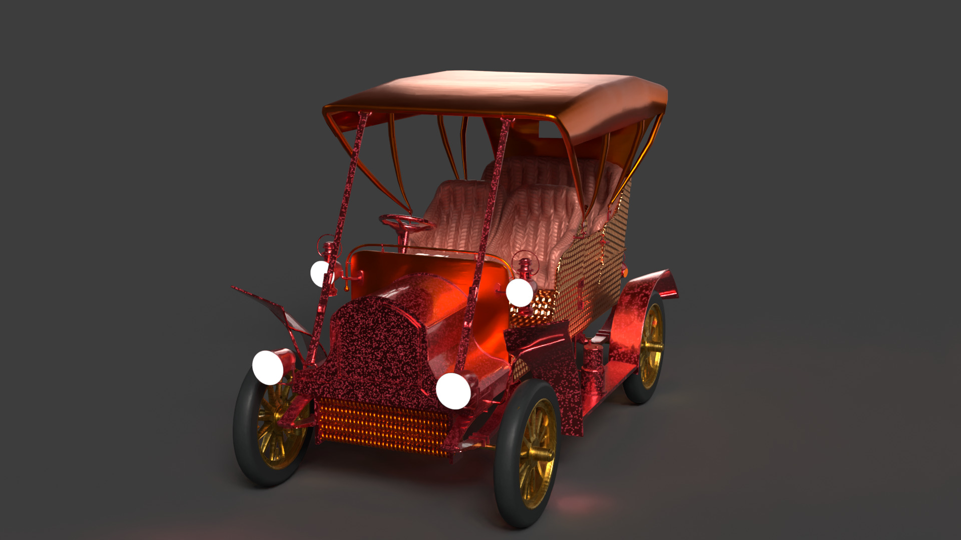 Chinese vintage car   Low-poly 3D model_3