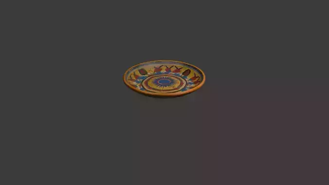 Hand-Painted Clay Plate Stylized 3D Model