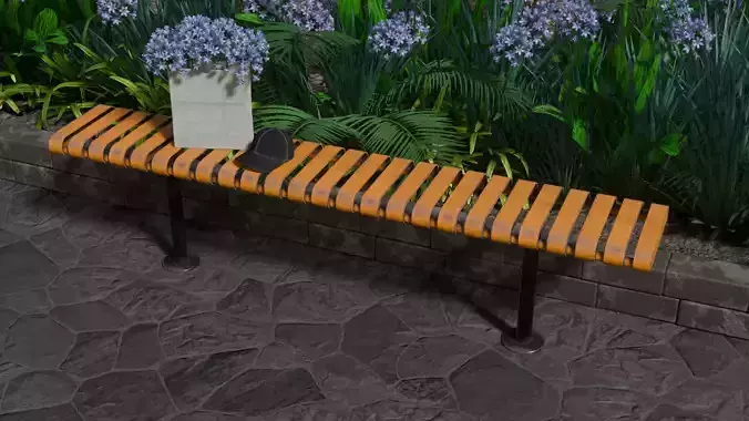 Nr-18 Park Bench - Steel Low-poly 3D model