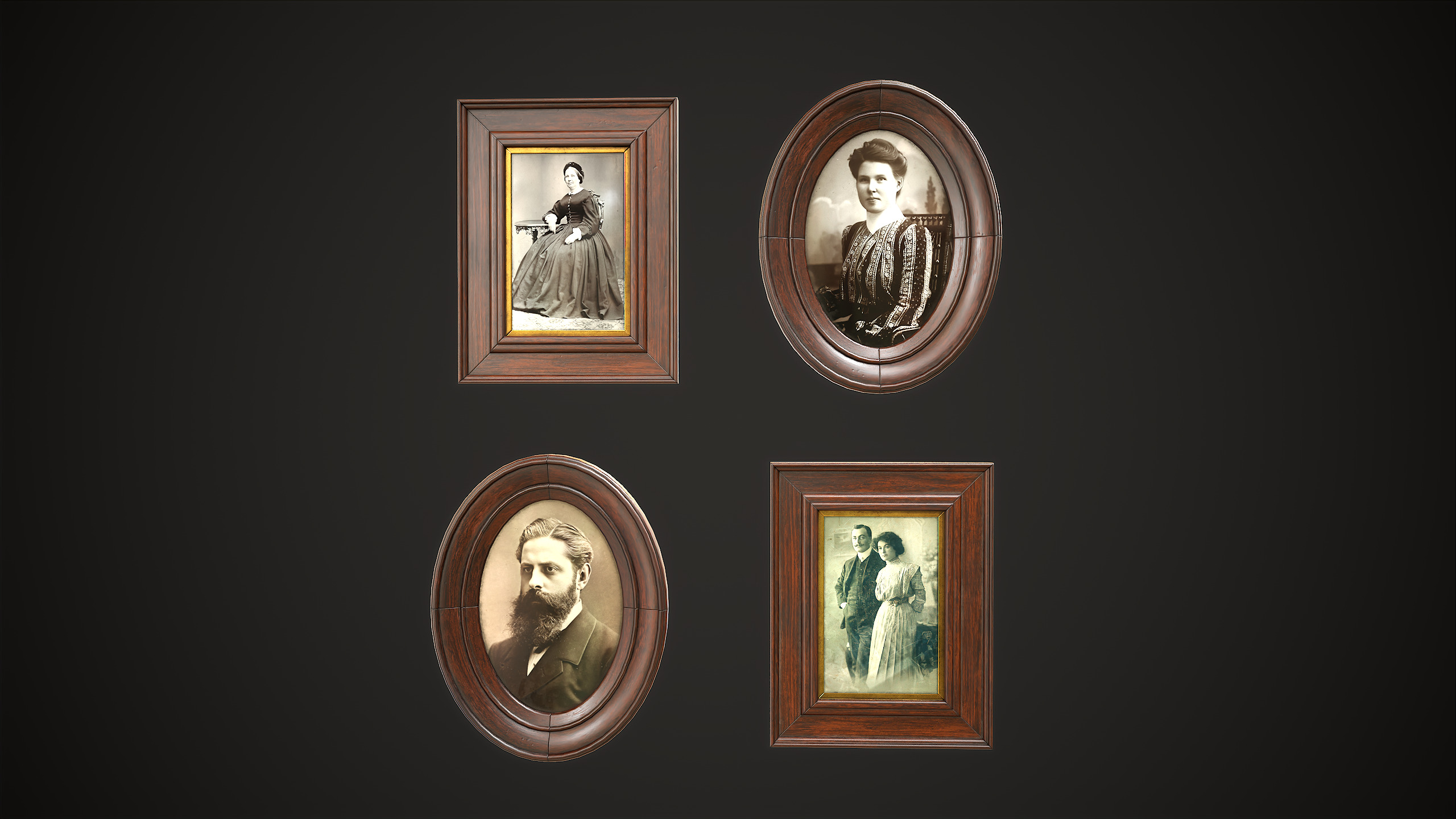 Vintage Picture and Photo Frames Set Low-poly 3D model_5