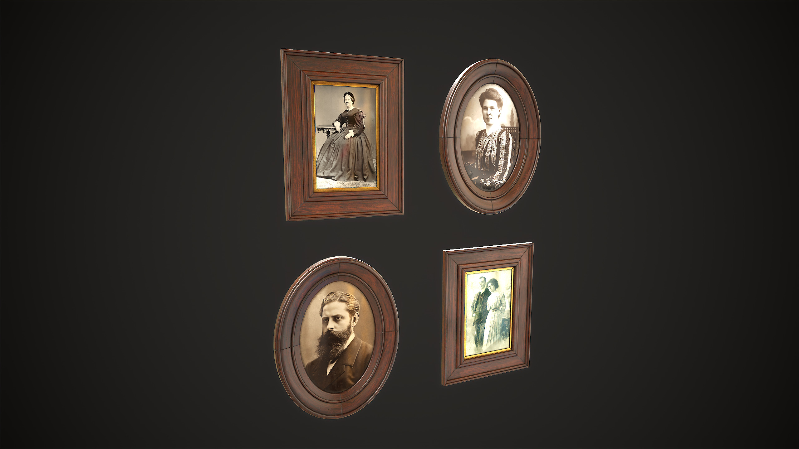 Vintage Picture and Photo Frames Set Low-poly 3D model_7