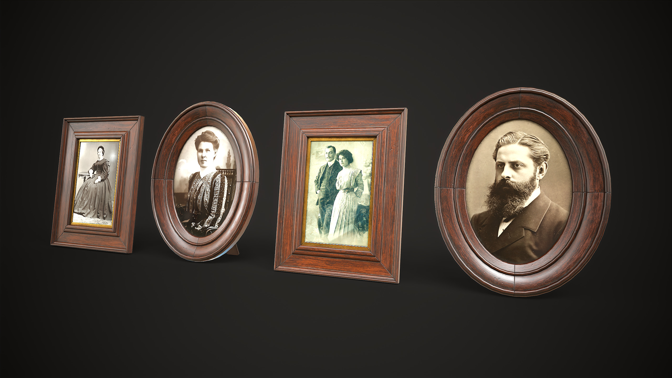 Vintage Picture and Photo Frames Set Low-poly 3D model_4