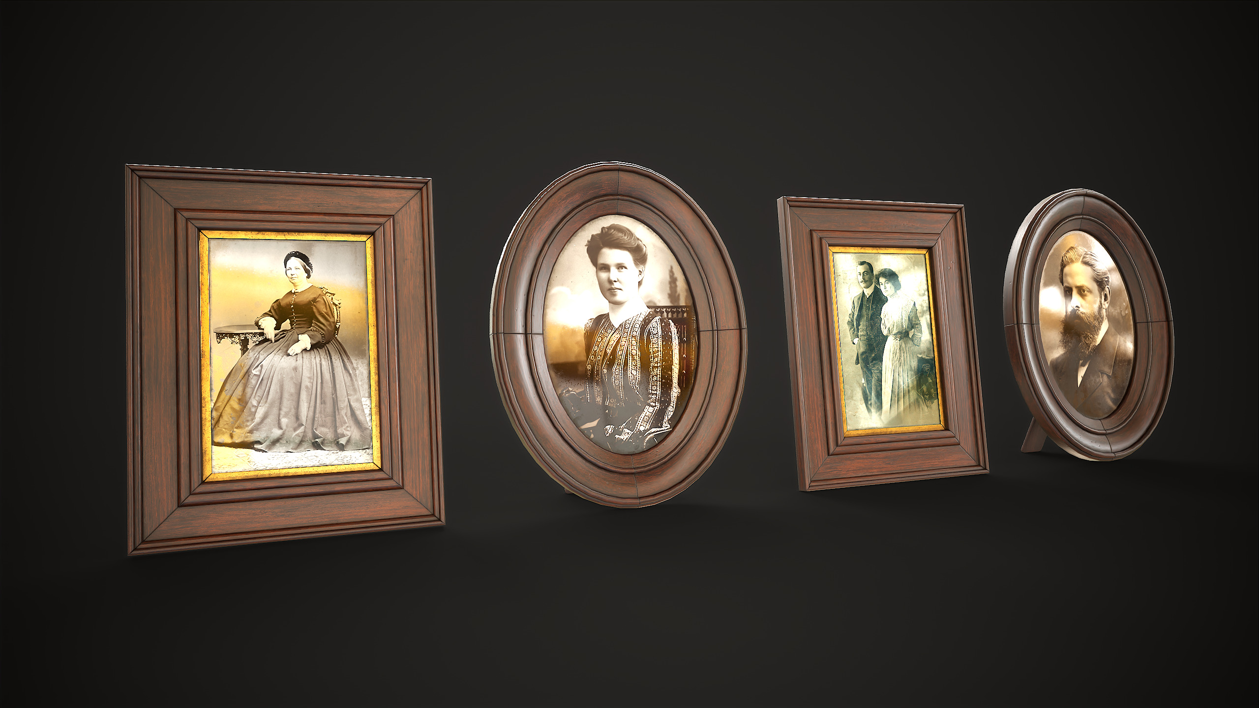 Vintage Picture and Photo Frames Set Low-poly 3D model_9