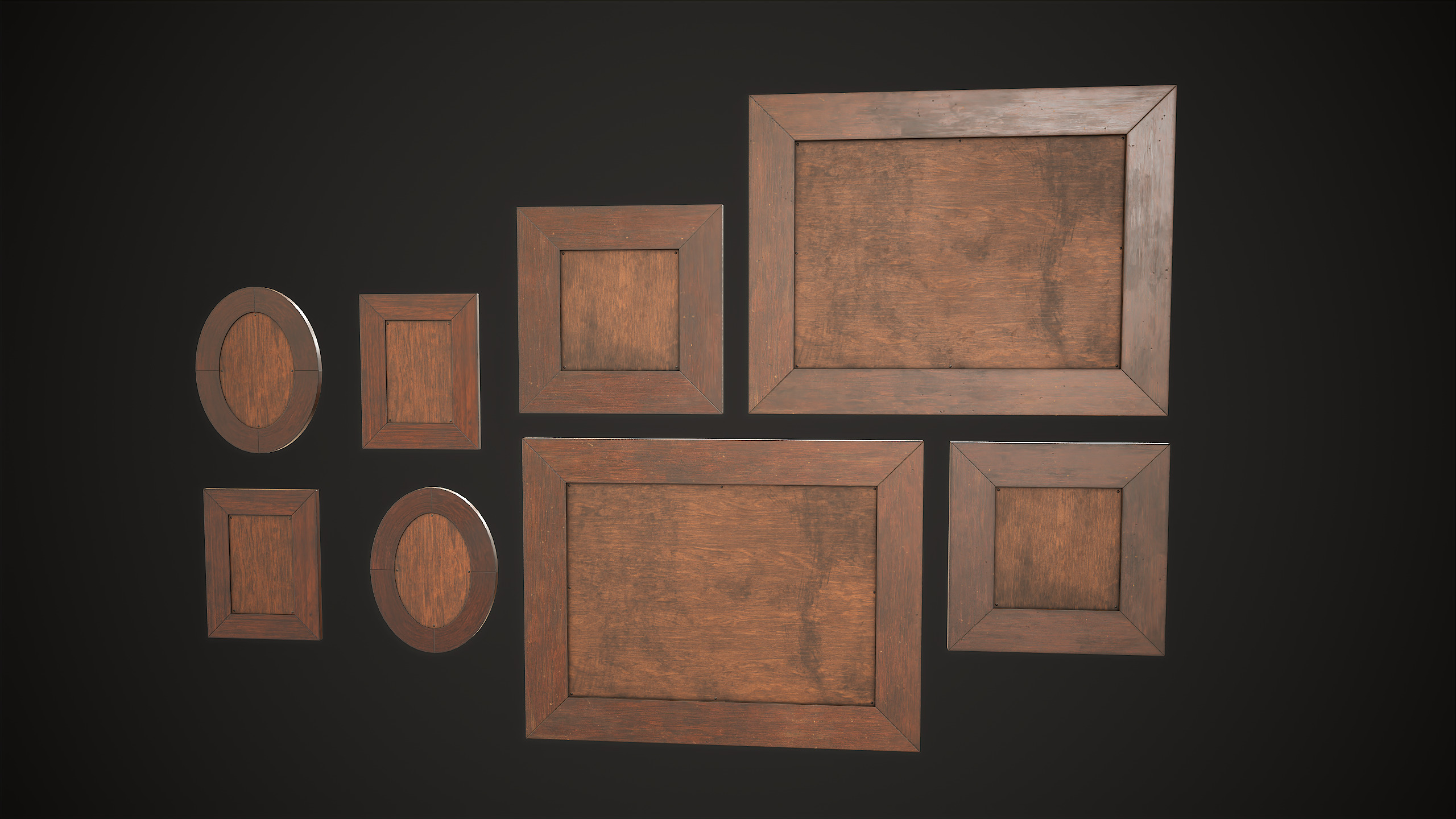 Vintage Picture and Photo Frames Set Low-poly 3D model_6