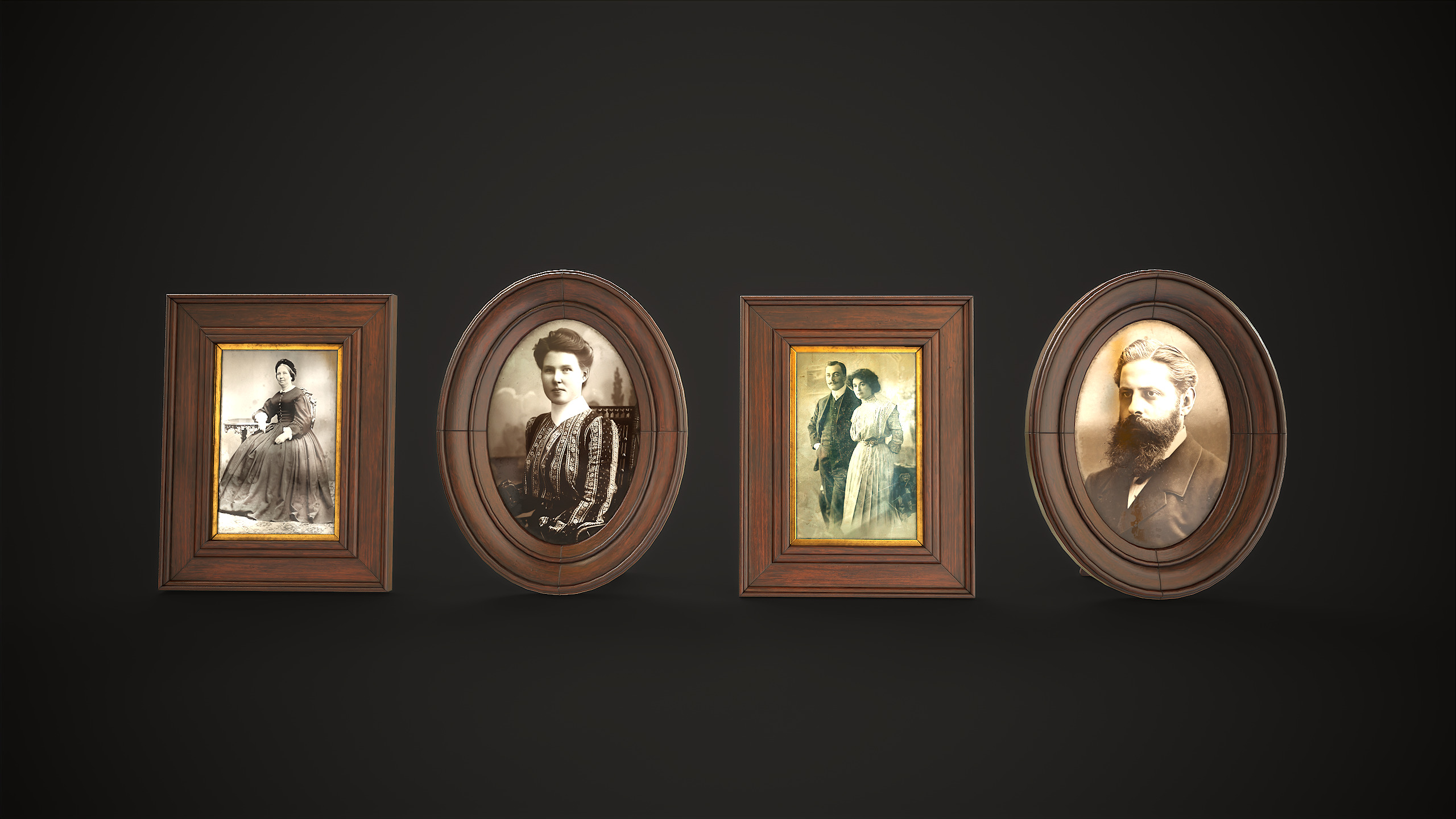 Vintage Picture and Photo Frames Set Low-poly 3D model_3
