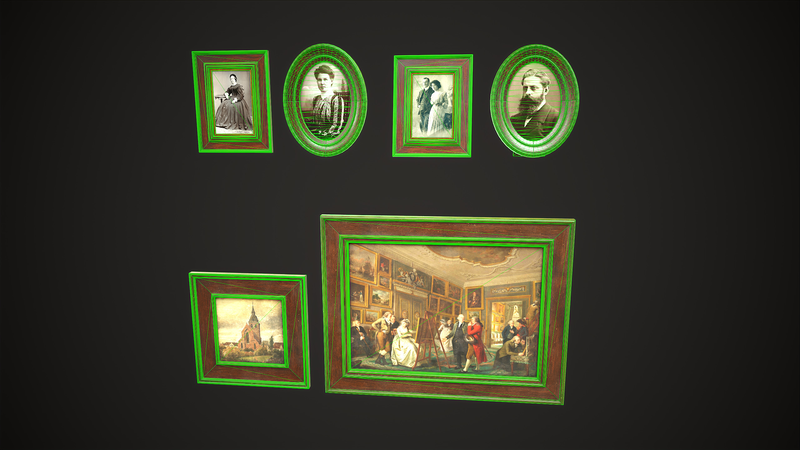 Vintage Picture and Photo Frames Set Low-poly 3D model_10