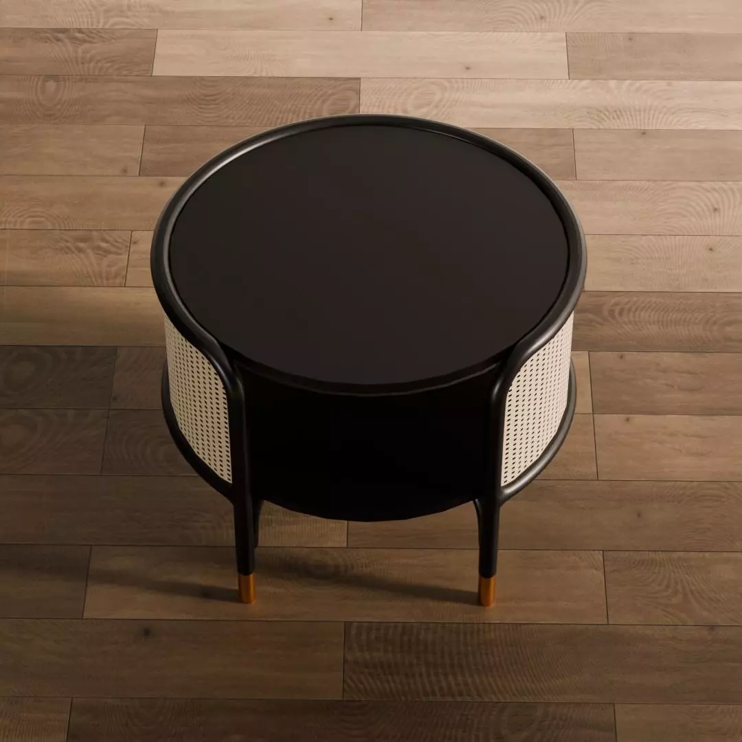 Round Rattan Side Table Low-poly 3D model