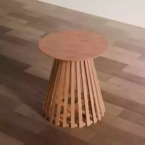 Modern Wooden Slatted End Table