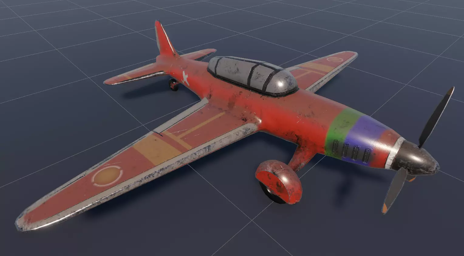 Old airplane Low-poly 3D model_0