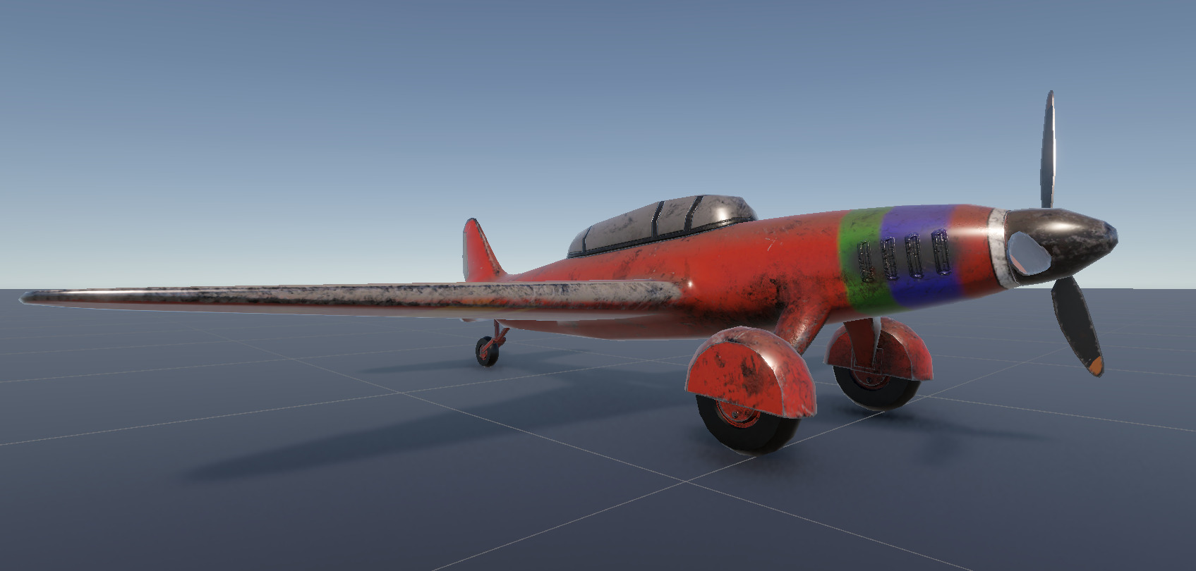 Old airplane Low-poly 3D model_2