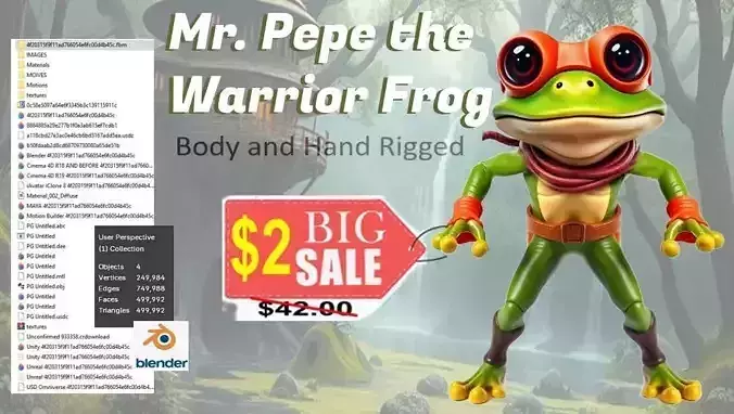 Pepe the Warrior Frog 3D model