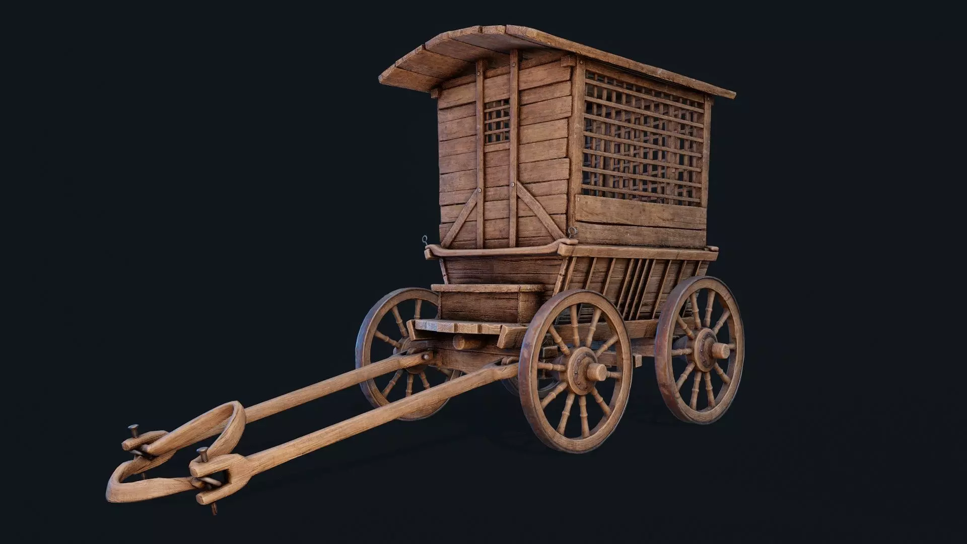 Medieval Prisoner Cart Low-poly 3D model