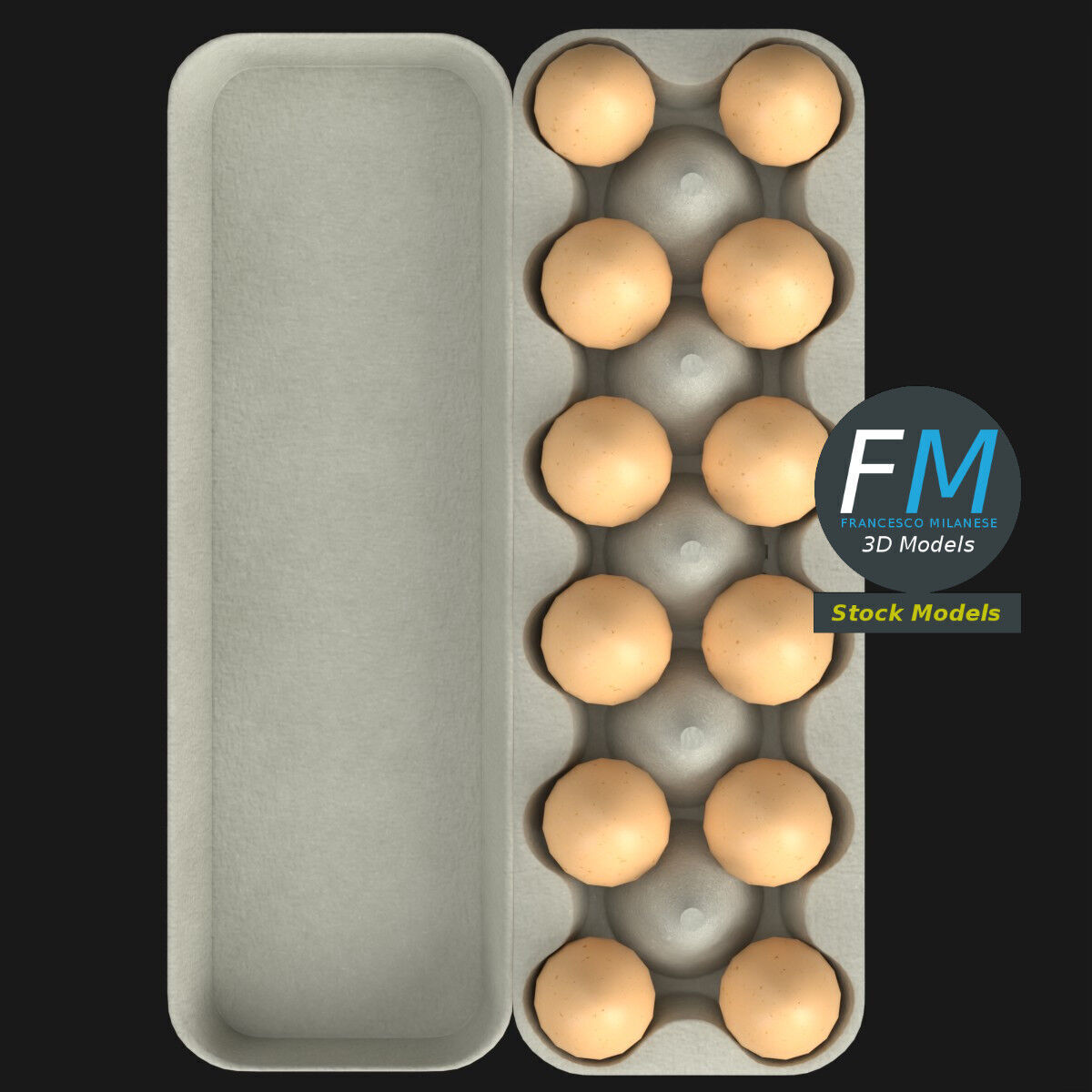 Cardboard package for 12 eggs 3D model_6