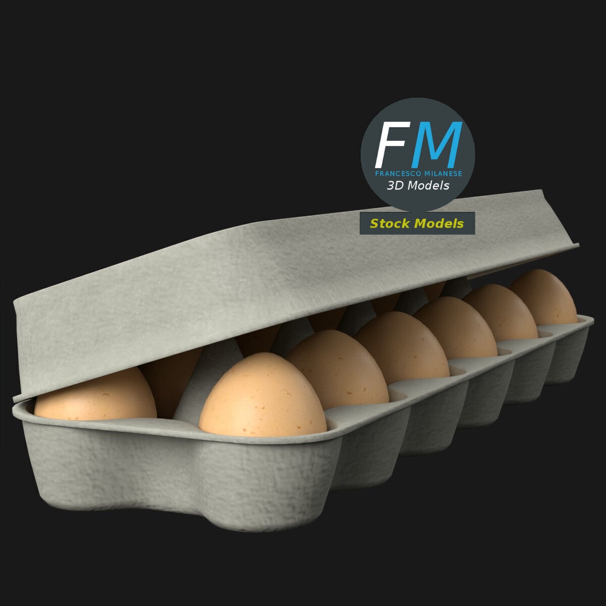 Cardboard package for 12 eggs 3D model_5