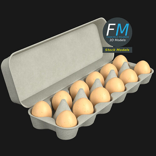 Cardboard package for 12 eggs 3D model