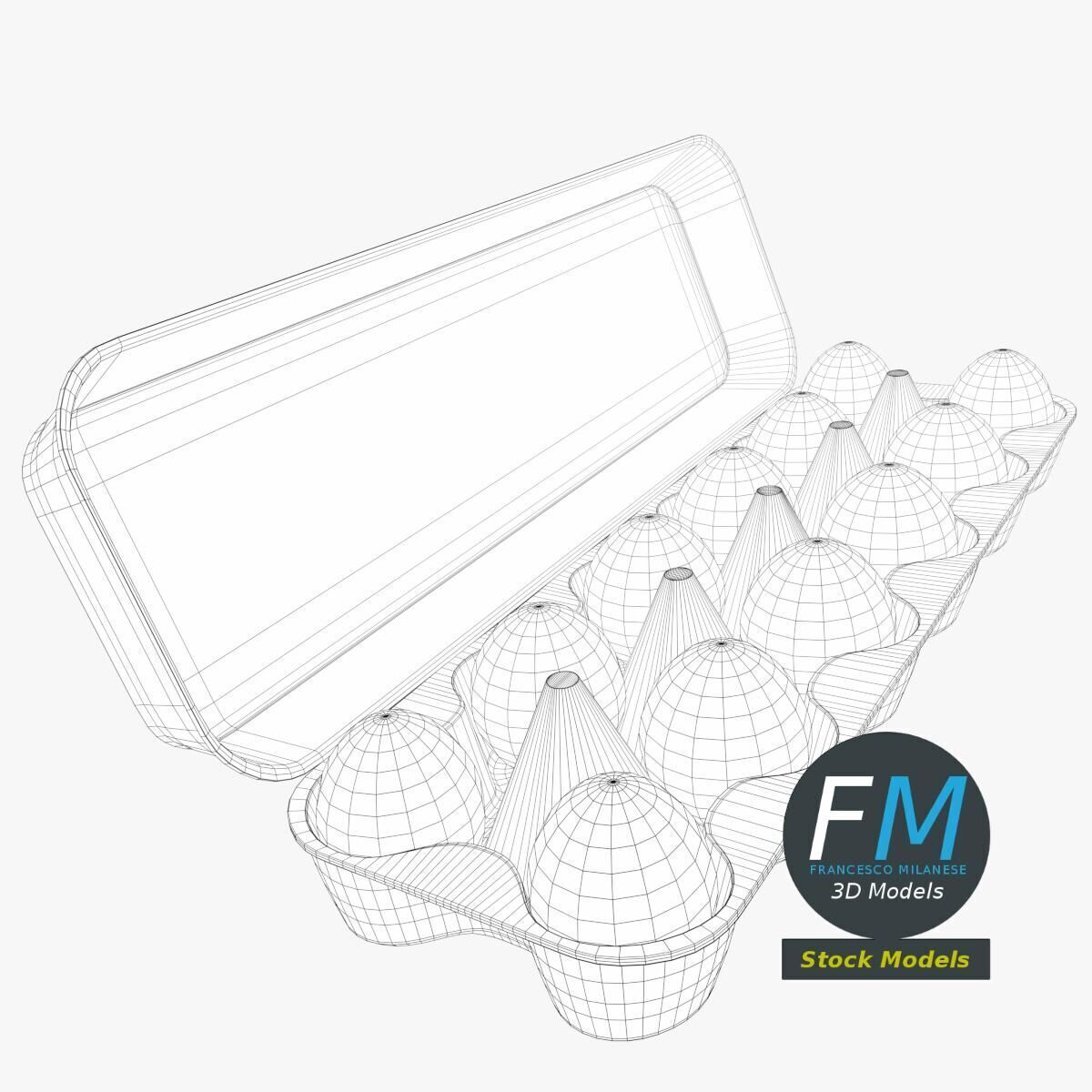 Cardboard package for 12 eggs 3D model_7
