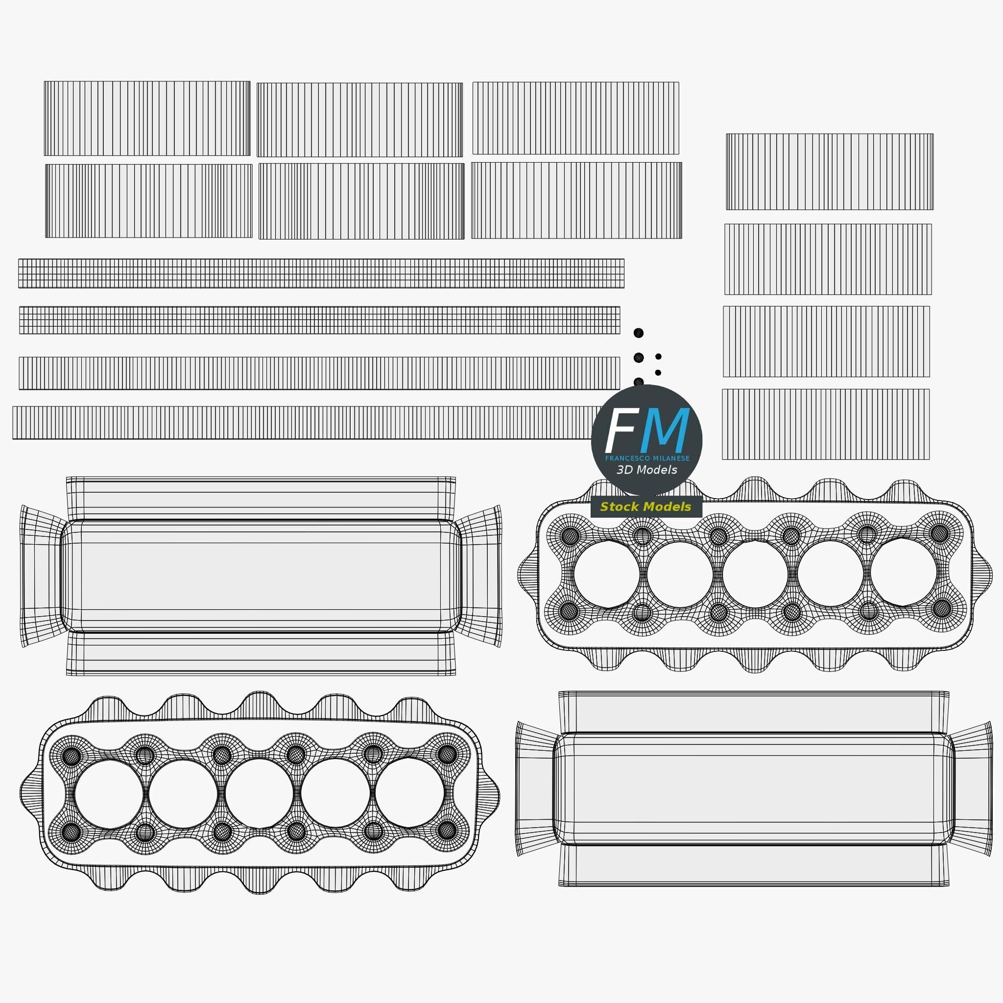 Cardboard package for 12 eggs 3D model_12