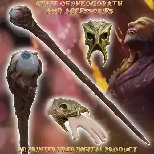 Fantasy Staff of Sheogorath Cosplay set TES Oblivion Remaster 3D print model