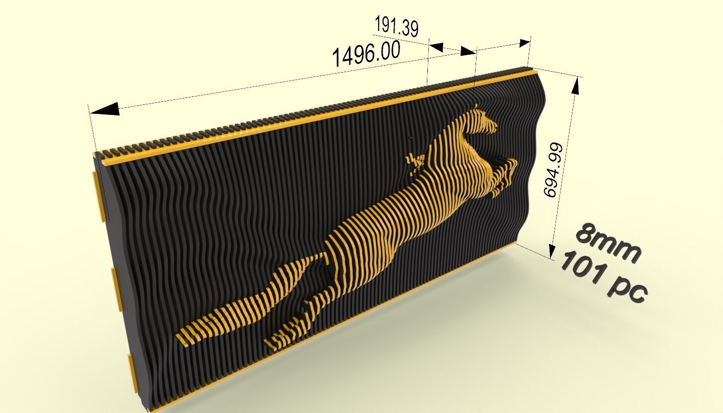 parametric horse wall art 8mm 3D print model_2
