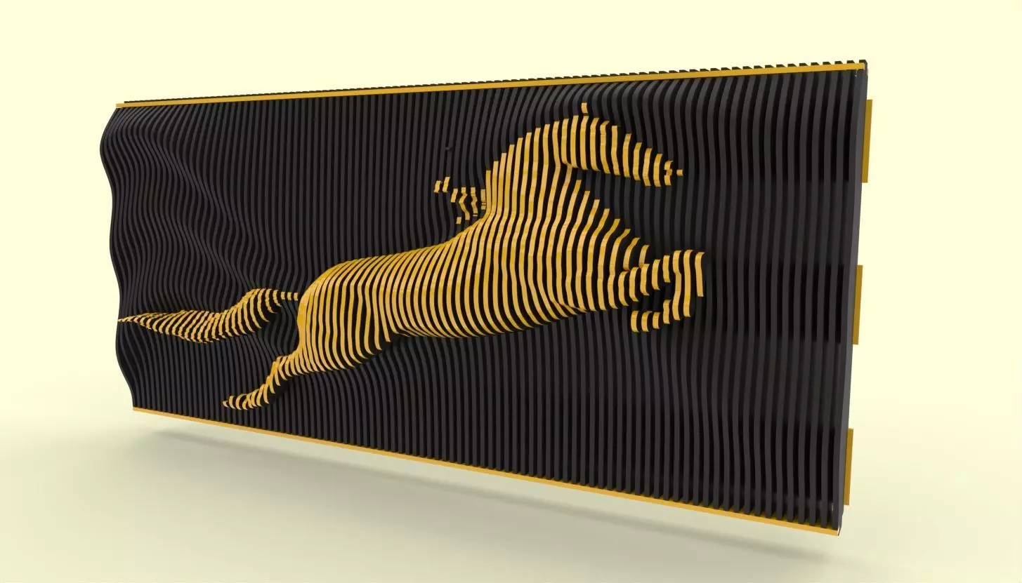 parametric horse wall art 8mm 3D print model_0