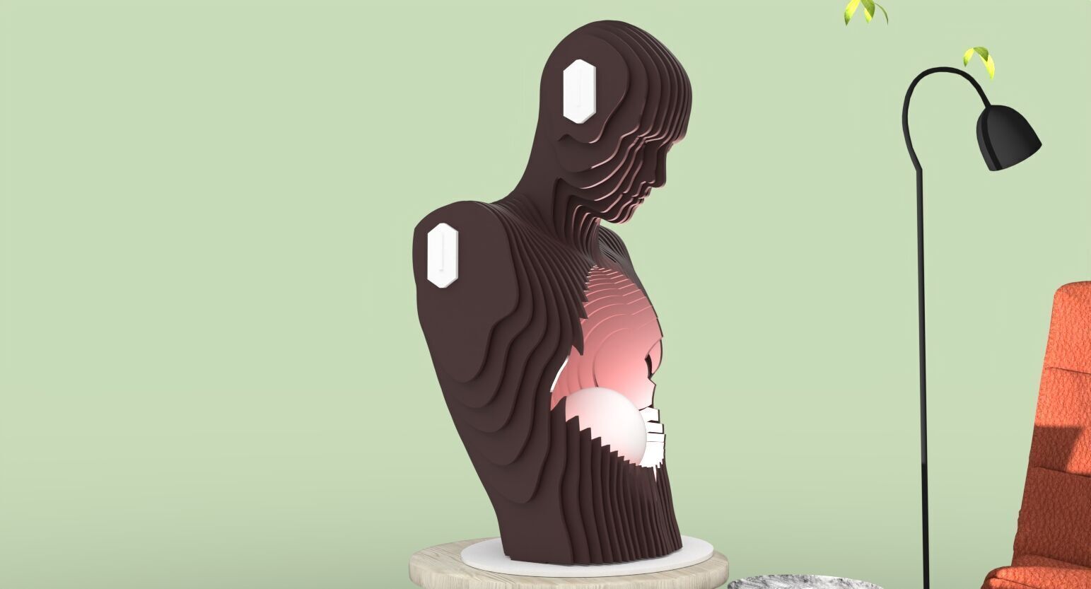 parametric wood lamp 6mm plywood 3D print model_1