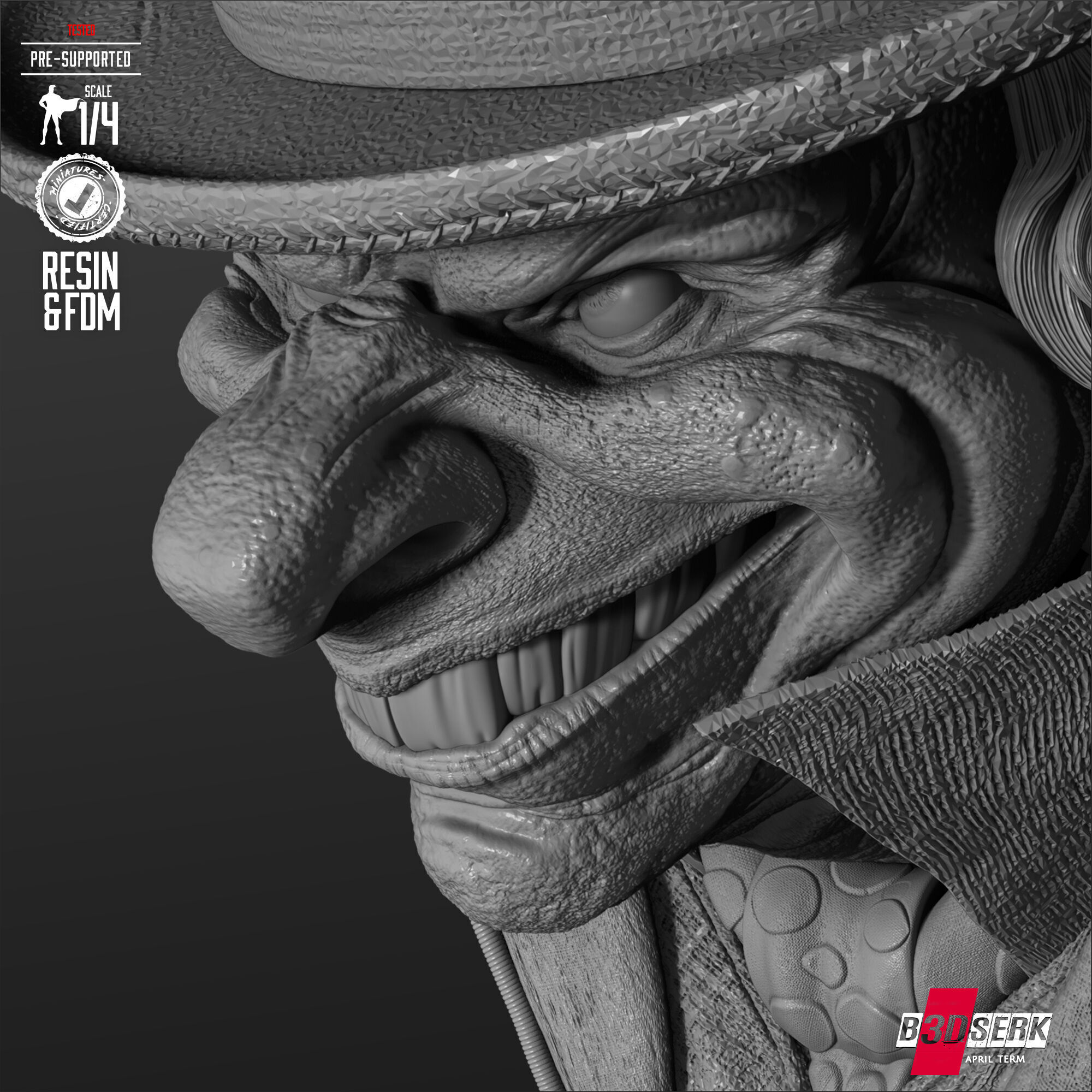 B3DSERK Mad Hatter Portrait Bust 3D print model_6