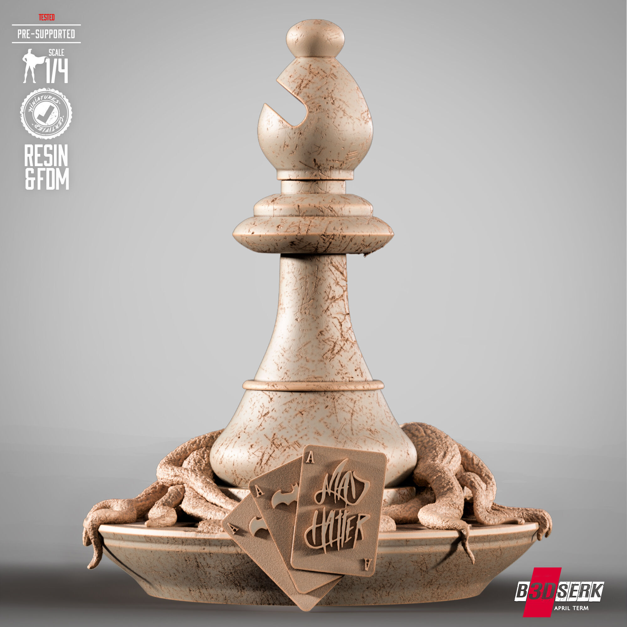 B3DSERK Mad Hatter Portrait Bust 3D print model_33