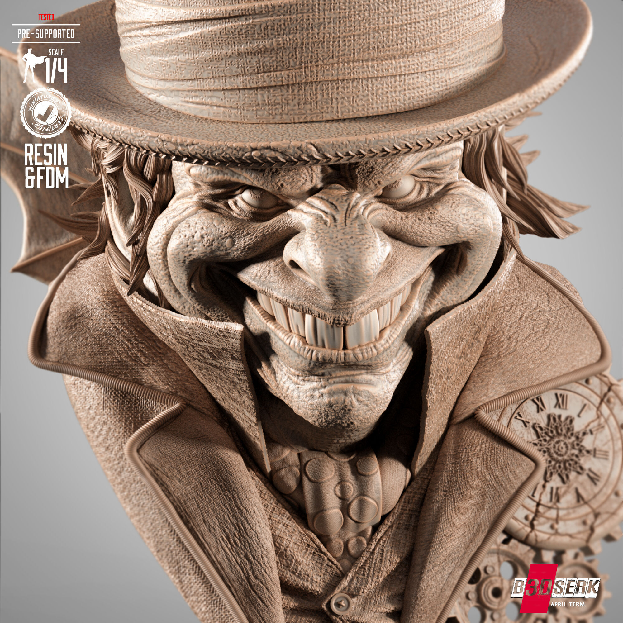 B3DSERK Mad Hatter Portrait Bust 3D print model_30