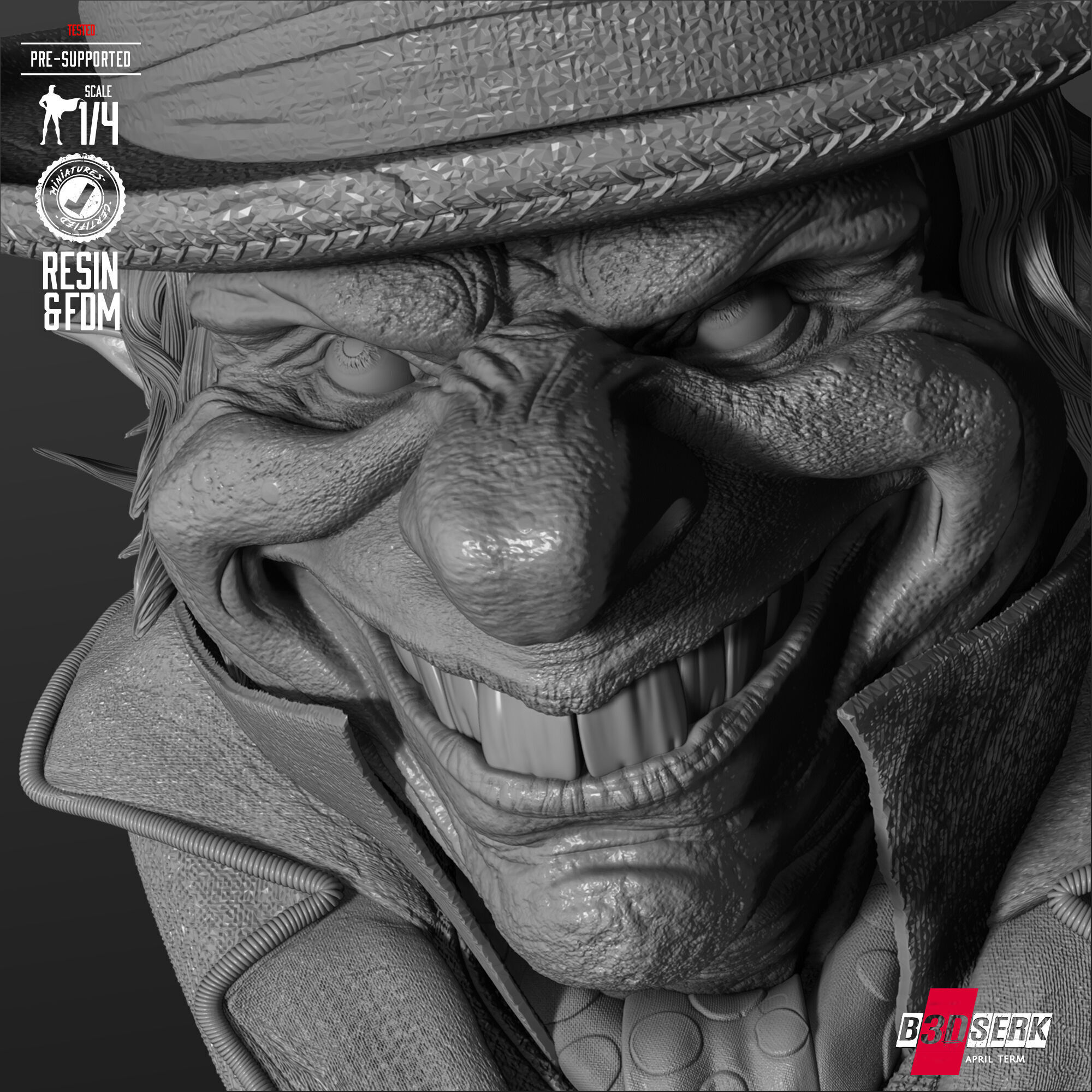 B3DSERK Mad Hatter Portrait Bust 3D print model_35
