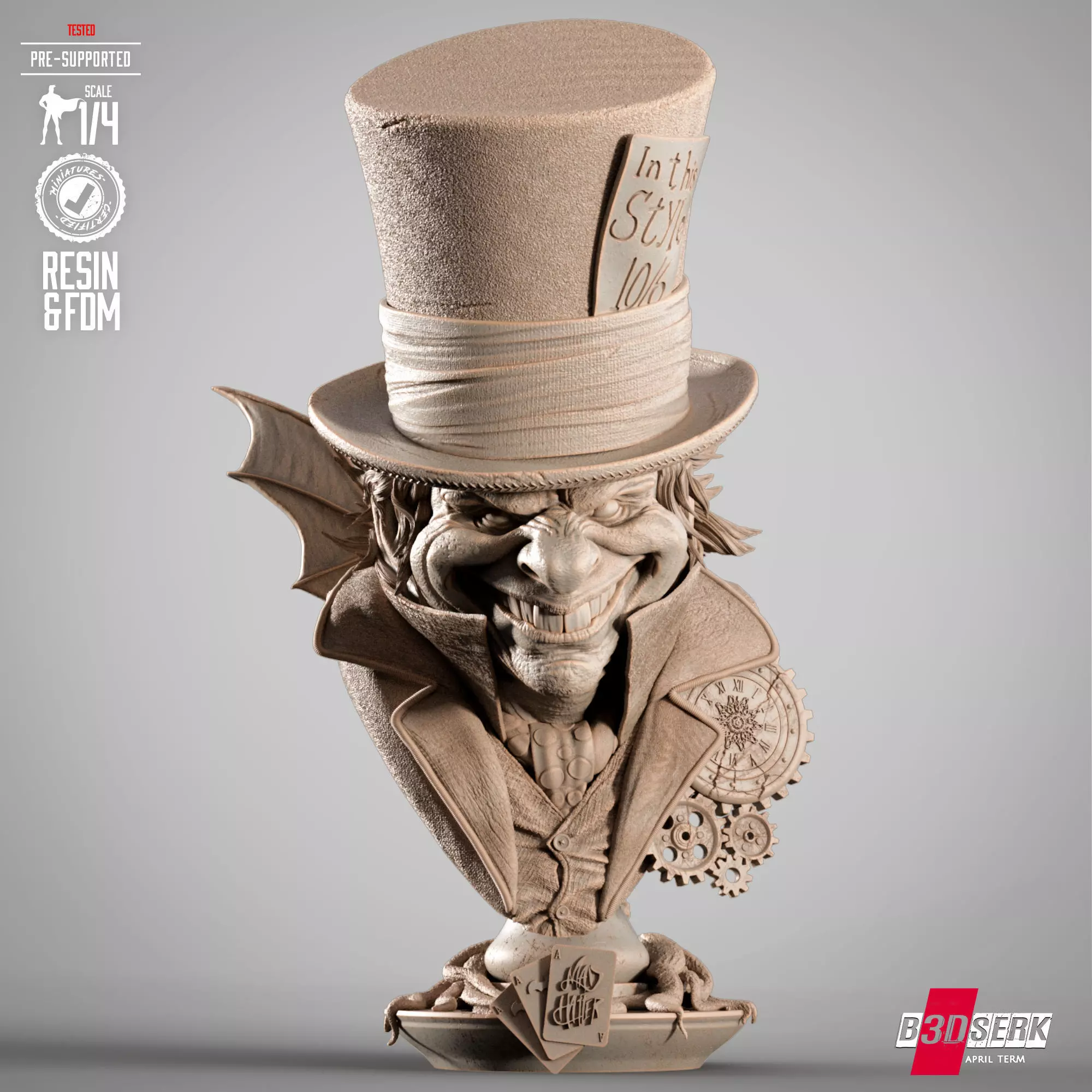 B3DSERK Mad Hatter Portrait Bust 3D print model_0