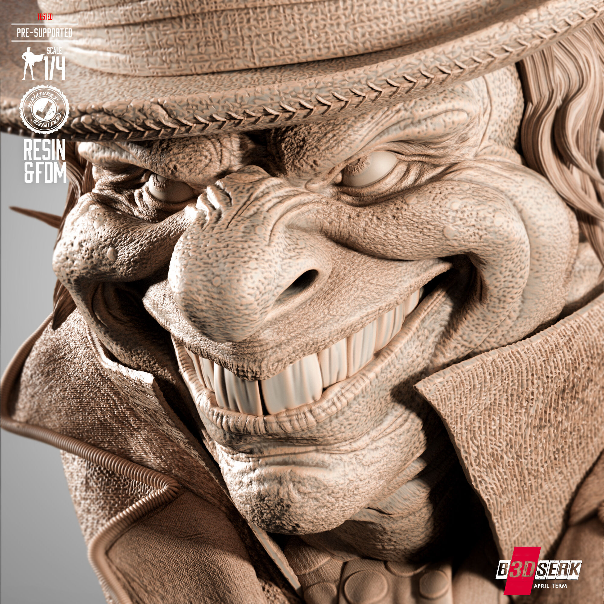 B3DSERK Mad Hatter Portrait Bust 3D print model_4