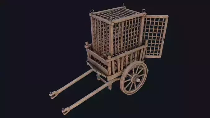 Medieval Prisoner Cart  2 Low-poly 3D model