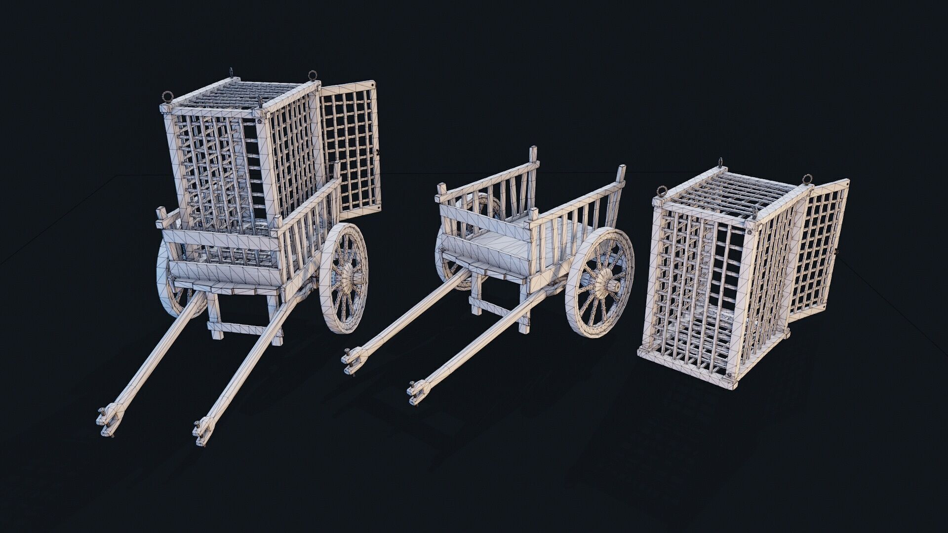 Medieval Prisoner Cart  2 Low-poly 3D model_7