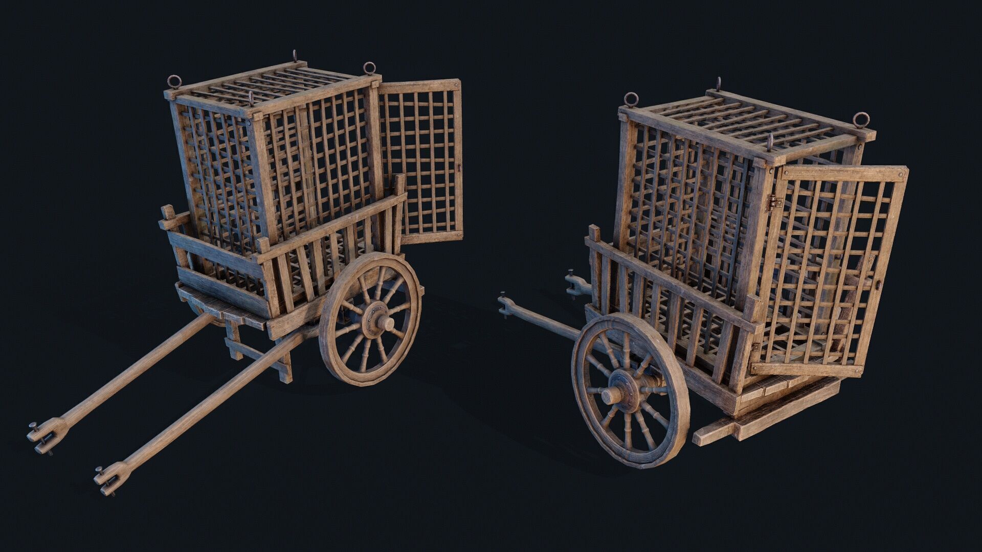 Medieval Prisoner Cart  2 Low-poly 3D model_1