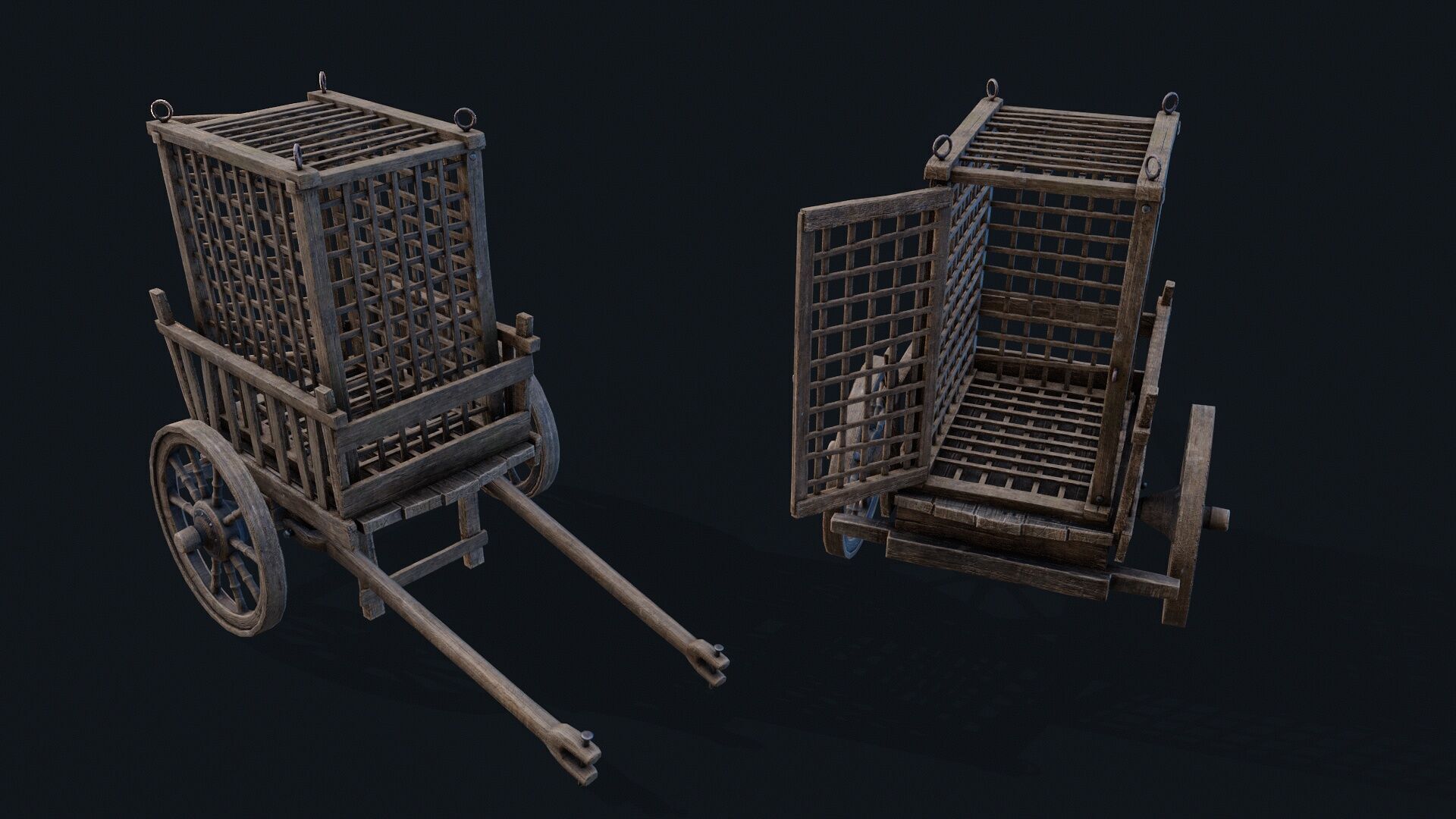 Medieval Prisoner Cart  2 Low-poly 3D model_3