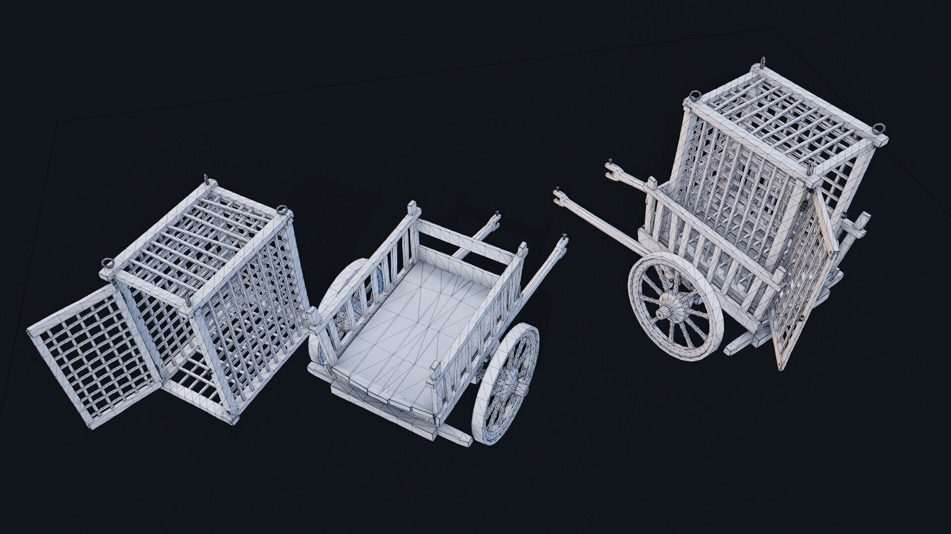 Medieval Prisoner Cart  2 Low-poly 3D model_6