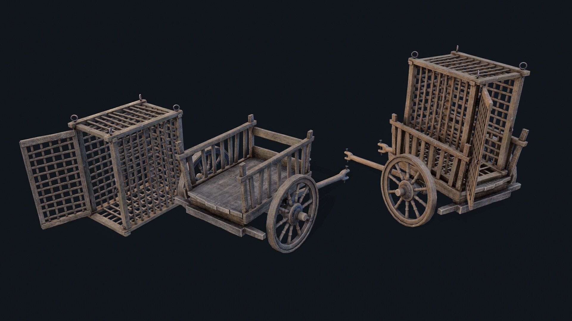 Medieval Prisoner Cart  2 Low-poly 3D model_5