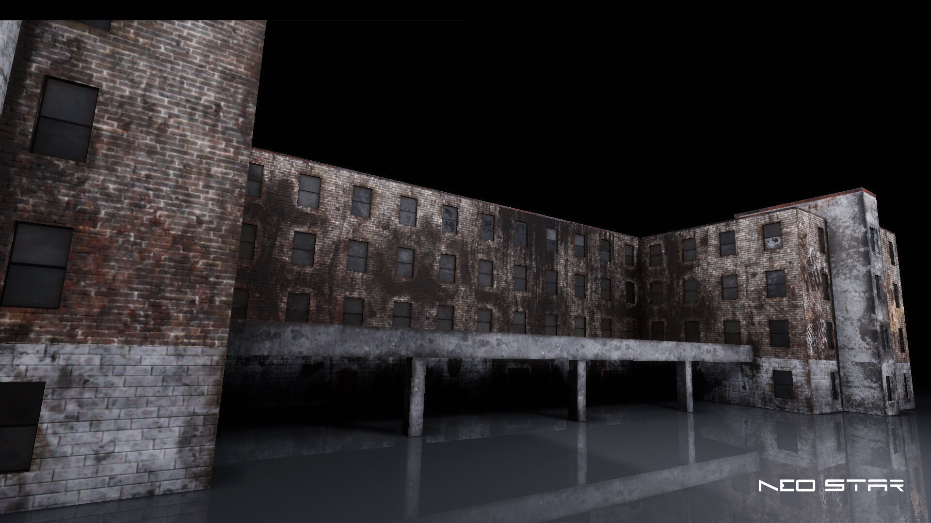 Low Poly Destroyed Building - Apartment Block Low-poly 3D model_6