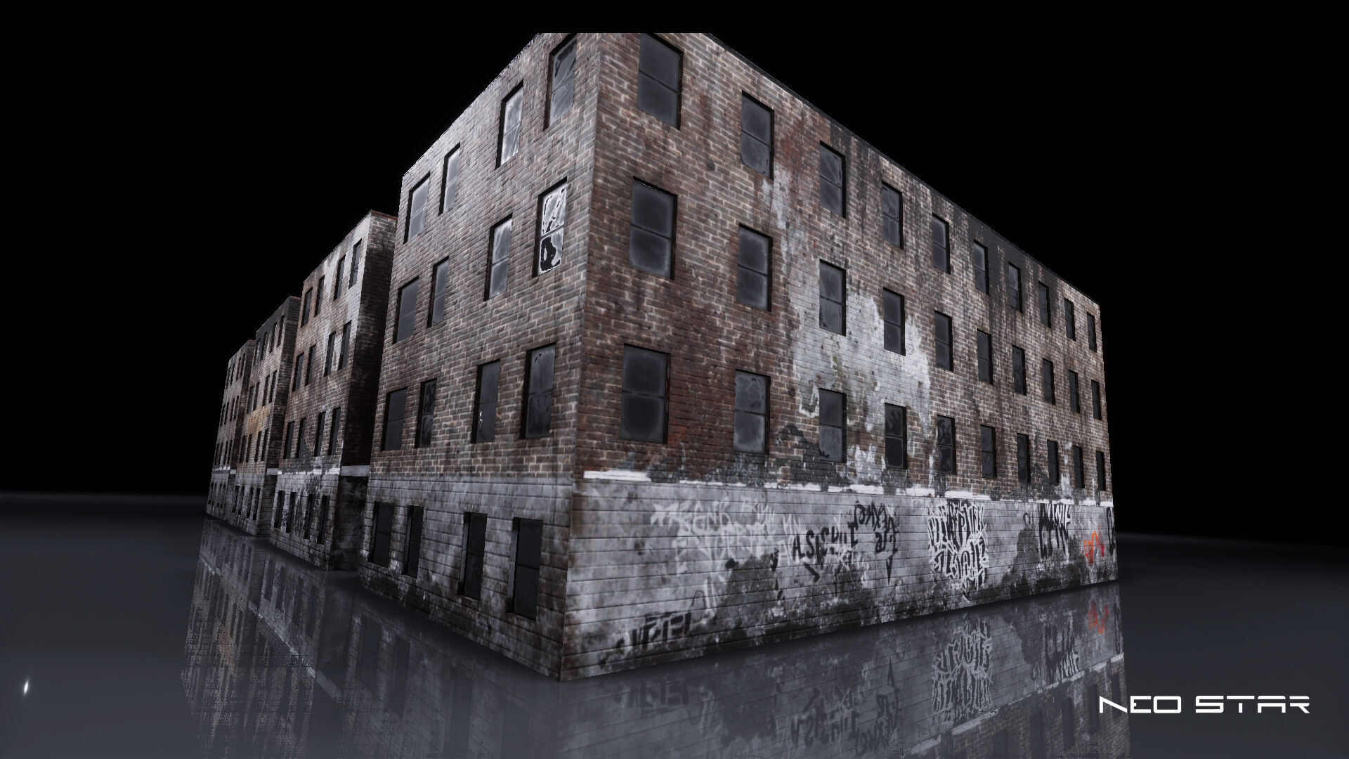 Low Poly Destroyed Building - Apartment Block Low-poly 3D model_4