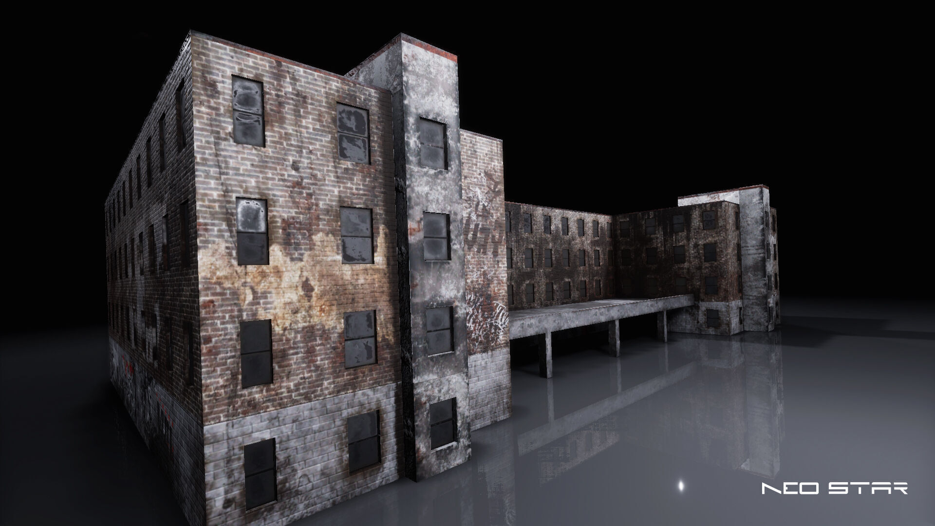 Low Poly Destroyed Building - Apartment Block Low-poly 3D model_5