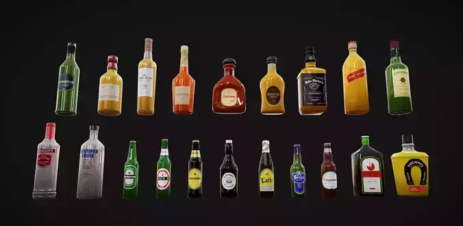 Alcohol Pack 02 Low-poly 3D model
