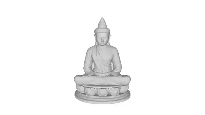 3D Buddha Statue Model in Meditation Pose on Lotus Base